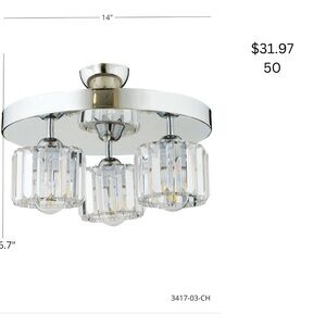 Elegant Silver and Crystal Ceiling Light Fixture